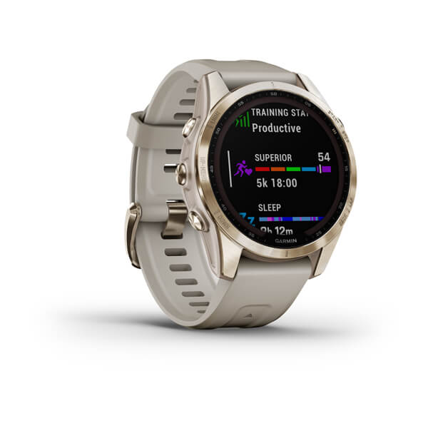 Spordikell fenix 7S Sapphire Solar - Cream Gold Ti Cream Heathered Nylon Band