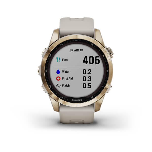 Spordikell fenix 7S Sapphire Solar - Cream Gold Ti Cream Heathered Nylon Band