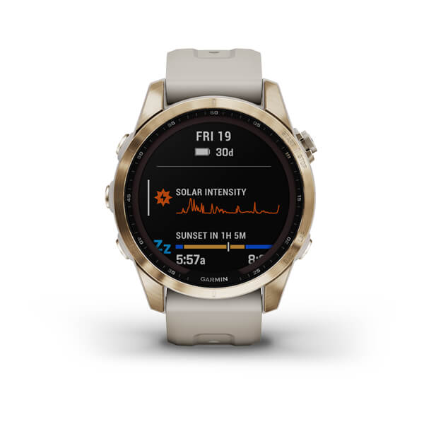 Spordikell fenix 7S Sapphire Solar - Cream Gold Ti Cream Heathered Nylon Band