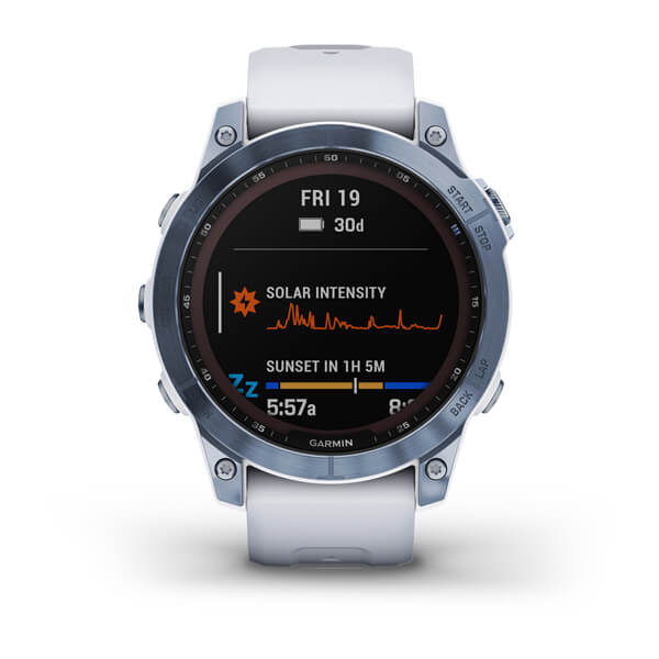 Spordikell fenix 7 Sapphire Solar - Mineral Blue DLC Ti Whitestone Band