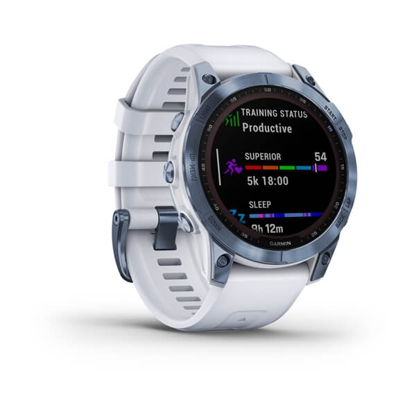Spordikell fenix 7 Sapphire Solar - Mineral Blue DLC Ti Whitestone Band