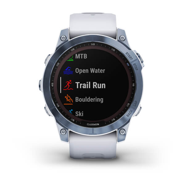 Spordikell fenix 7 Sapphire Solar - Mineral Blue DLC Ti Whitestone Band