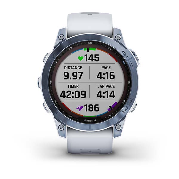 Spordikell fenix 7 Sapphire Solar - Mineral Blue DLC Ti Whitestone Band