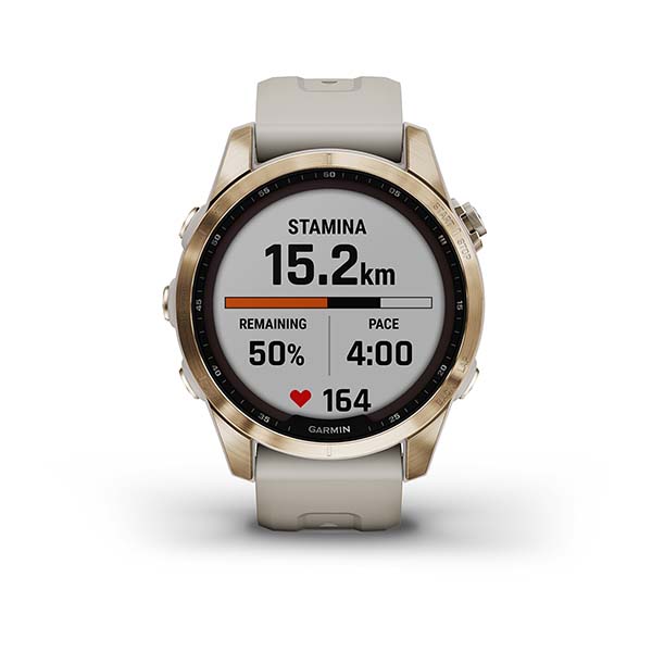 Spordikell fenix 7S Sapphire Solar - Cream Gold Ti Cream Heathered Nylon Band
