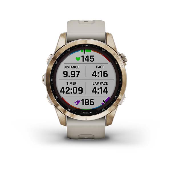 Spordikell fenix 7S Sapphire Solar - Cream Gold Ti Cream Heathered Nylon Band