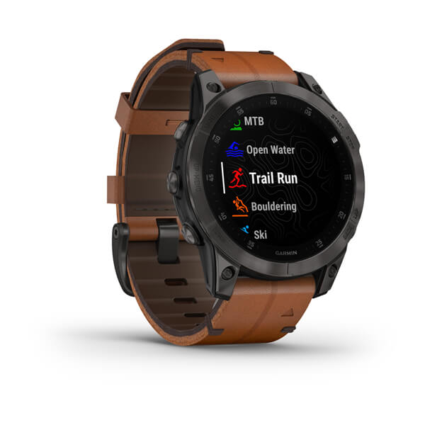 Spordikell epix (Gen 2) Sapphire - Black Titanium Chestnut Leather