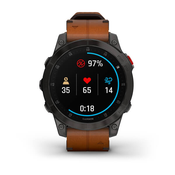Spordikell epix (Gen 2) Sapphire - Black Titanium Chestnut Leather