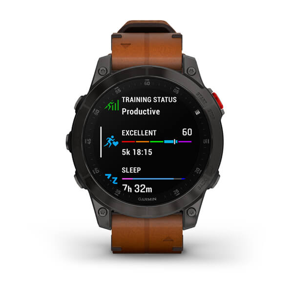 Spordikell epix (Gen 2) Sapphire - Black Titanium Chestnut Leather