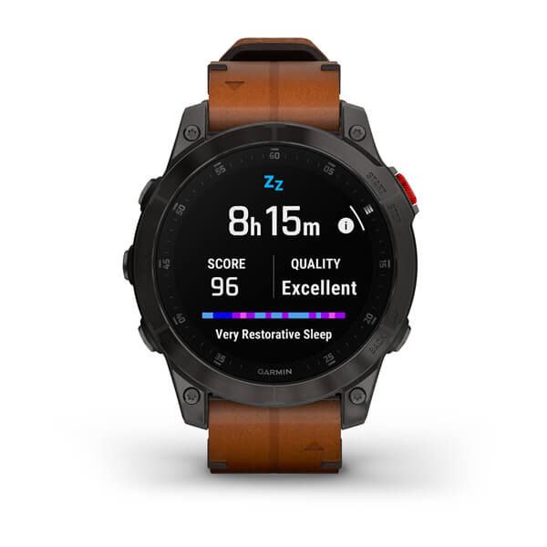 Spordikell epix (Gen 2) Sapphire - Black Titanium Chestnut Leather