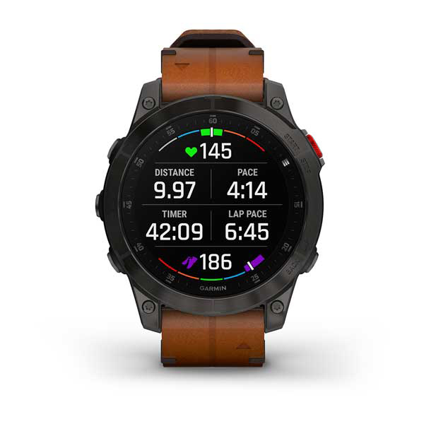 Spordikell epix (Gen 2) Sapphire - Black Titanium Chestnut Leather