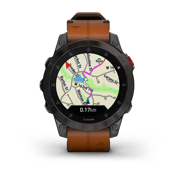 Spordikell epix (Gen 2) Sapphire - Black Titanium Chestnut Leather