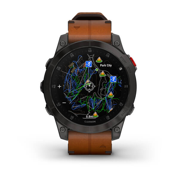 Spordikell epix (Gen 2) Sapphire - Black Titanium Chestnut Leather