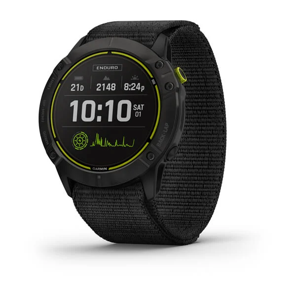 Spordikell Garmin Enduro DLC must, musta UltraFit nailonrihmaga 