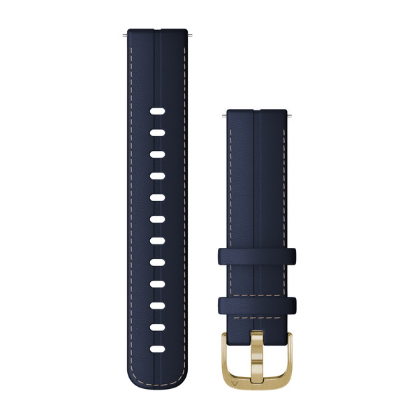 Quick Release kellarihmad (18mm) Nahk - tumesinine/kuld 120-175 mm