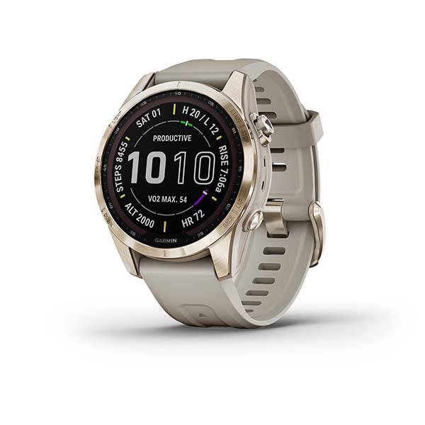 Spordikell fenix 7S Sapphire Solar - Cream Gold Ti Light Sand Band