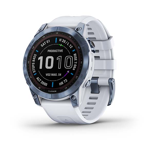 Spordikell fenix 7 Sapphire Solar - Mineral Blue DLC Ti Whitestone Band