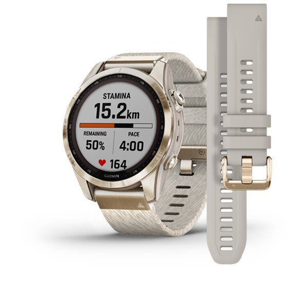Spordikell fenix 7S Sapphire Solar - Cream Gold Ti Cream Heathered Nylon Band