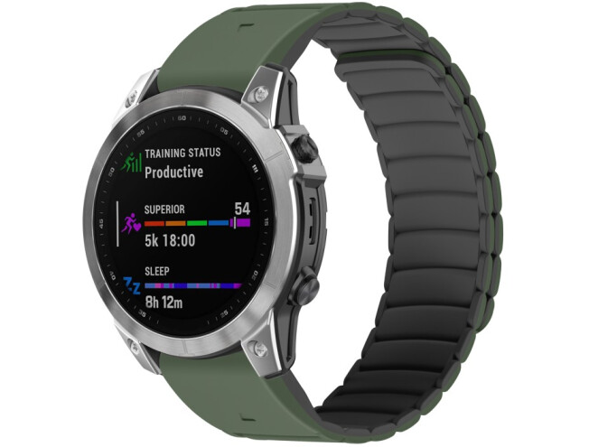 Kiirkinnitusega kellarihmad 26mm Magnetiga silikoon - tumeroheline / must