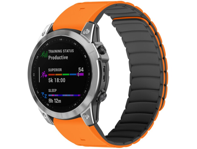 Kiirkinnitusega kellarihmad 22mm Magnetiga silikoon - oranž / must