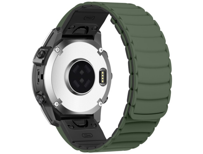 Kiirkinnitusega kellarihmad 22mm Magnetiga silikoon - tumeroheline / must