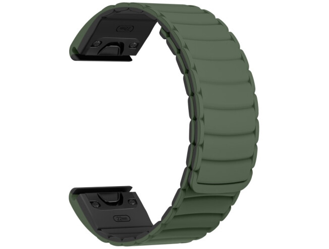 Kiirkinnitusega kellarihmad 22mm Magnetiga silikoon - tumeroheline / must