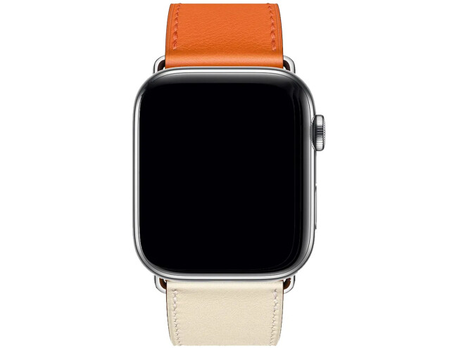 Kahevärviline kunstnahast kellarihm Apple watch 38/40/41mm, Valge/Oranž Valge/Oranž 38/40/41