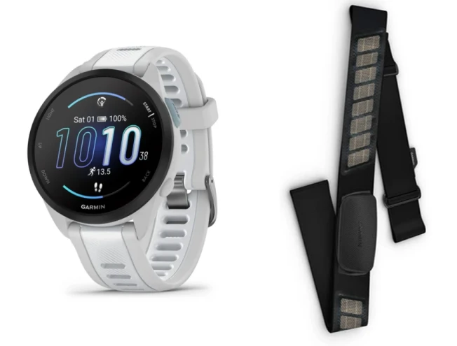 Spordikell Garmin Forerunner 165 Music Mist Grey/Whitestone + HRM-Dual pulsivöö