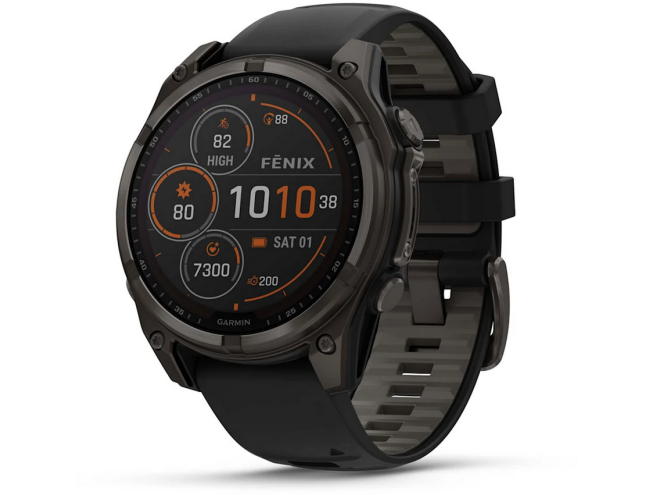 Spordikell fenix 8 47mm Solar Solar Sapphire Carbon Gray DLC Ti with Black band