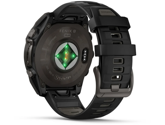 Spordikell fenix 8 47mm Solar Solar Sapphire Carbon Gray DLC Ti with Black band