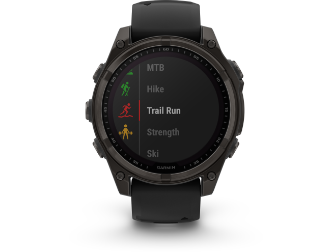Spordikell fenix 8 47mm Solar Solar Sapphire Carbon Gray DLC Ti with Black band