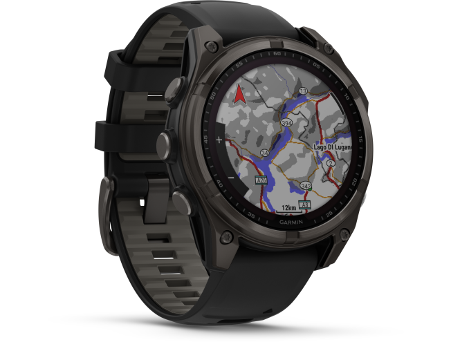 Spordikell fenix 8 47mm Solar Solar Sapphire Carbon Gray DLC Ti with Black band
