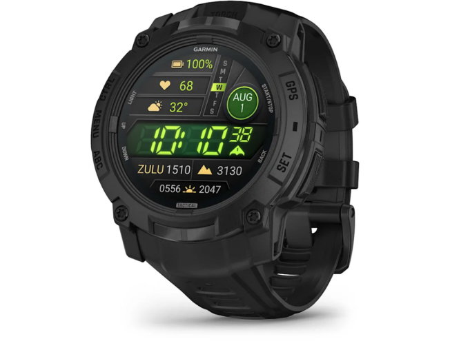 Seikluskell Garmin Instinct 3 50mm AMOLED Tactical Must ja musta rihmaga AMOLED Tactical Must