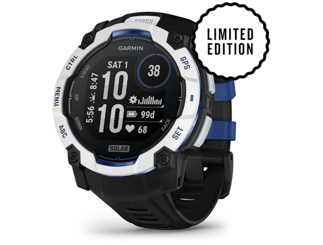Seikluskell Garmin Instinct 3 50mm Solar Whitestone - Black/Bolt Blue