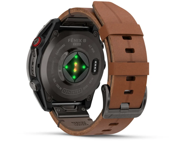 Spordikell Garmin fenix 8 PRO 47mm AMOLED Sapphire, Carbon grey DLC TI/Brown Leather Band