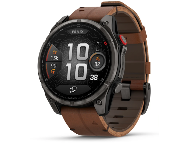 Spordikell Garmin fenix 8 PRO 47mm AMOLED Sapphire, Carbon grey DLC TI/Brown Leather Band