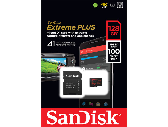 SanDisk Extreme Plus 128GB microSDXC mälukaart